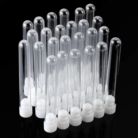 thick plastic test tube|test tube with clear liquid.